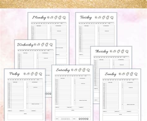 Printable 7 Day Planner Daily Planner Day Planner Work Planner Etsy