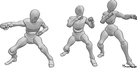 Action Pose Reference Three Bot In Boxing Stance Posemyart