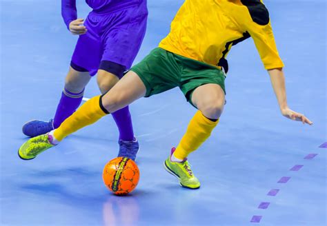 Football Futsal Ball And Man Team Indoor Soccer Sports Hall