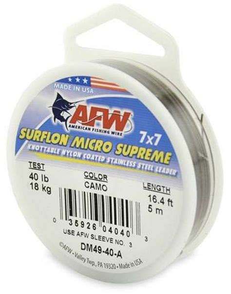 Afw Dm49 40 A 40lb Surflon Micro Supreme 7x7 Ss Leader Camo 5m