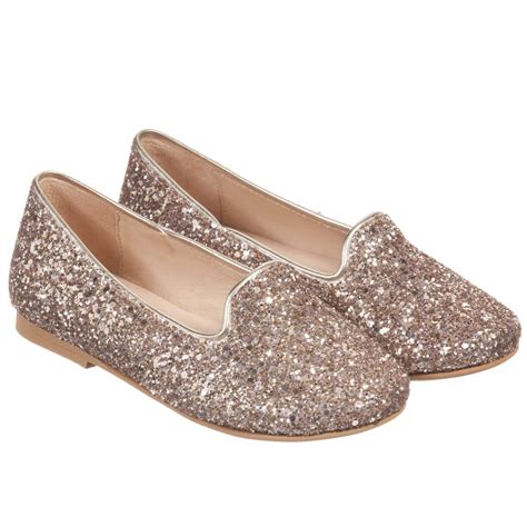Find the latest trends, styles and deals with free shipping or curbside pickup available! Manuela de Juan - Girls Gold Glitter Leather Slip-On Shoes | Childrensalon