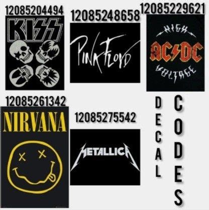 Rock Band Decal Codes Bloxburg Decal Codes Roblox Image Ids