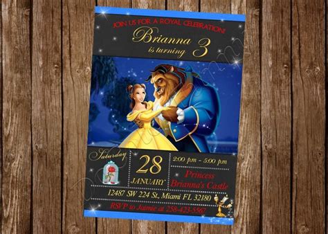 Beauty And The Beast Invitation Belle Invitation Beauty And Etsy