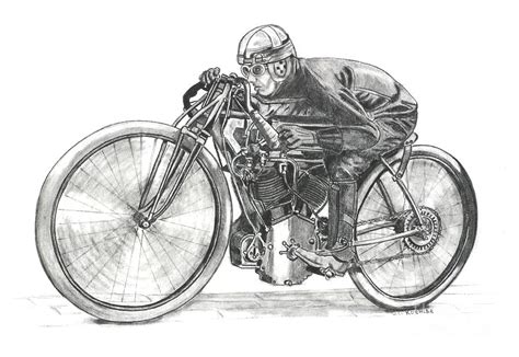 1920s Excelsior Board Track Racer Drawing By Donald Koehler