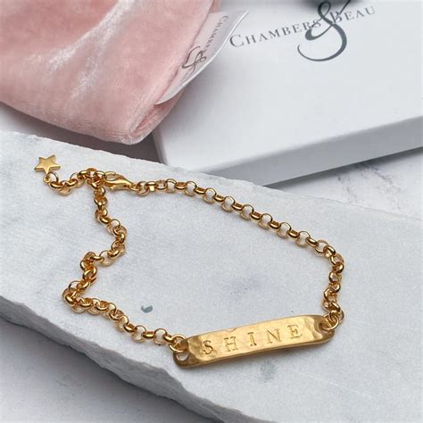 Personalised Id Plate Anklet Chambers And Beau
