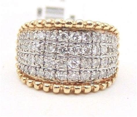 Vintage Ladies 14 Karat Yellow Gold And White Gold Wide Ring With