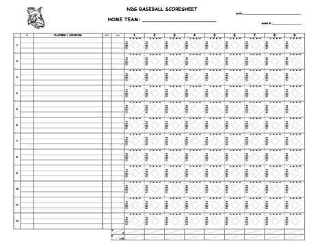 Score Sheet Baseball Printable