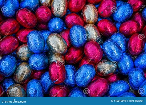 Colored And Wrapped Easter Chocolate Eggs Stock Image Image Of Color