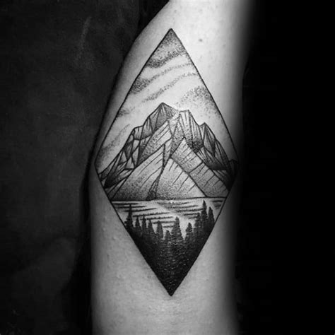 50 Geometric Mountain Tattoo Designs For Men Geometry Ink Ideas