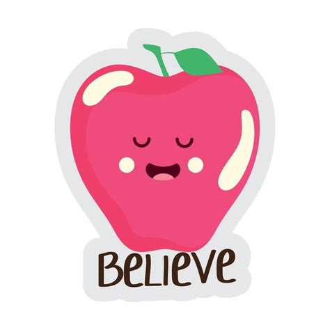 Believe Apple Sticker 10350571 Vector Art At Vecteezy