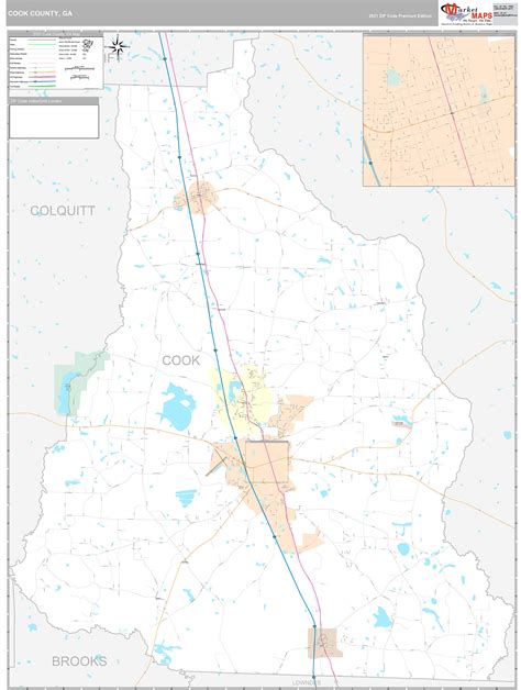 Cook County Ga Wall Map Premium Style By Marketmaps