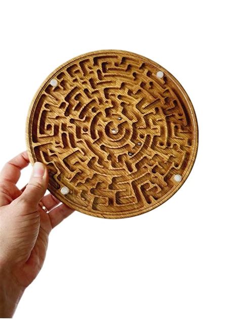 Wooden Labyrinth Game Double Sided Maze With Three Steel