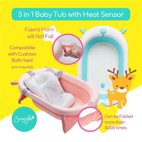 Making bathing convenient and exciting. Snuggle Foldable Baby Bathtub / Super Foldable Heat Sensor ...