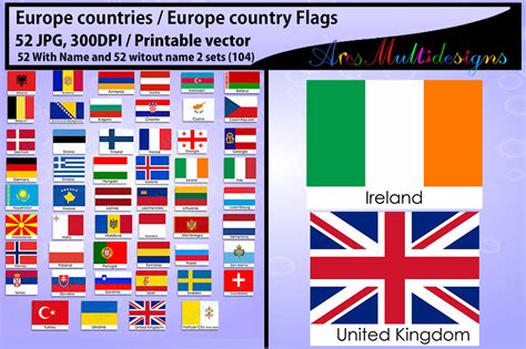 Europe Country Flags Digital Flag Png Printable By Arcsmultidesignsshop