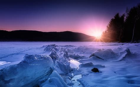 Download Wallpaper 2560x1600 Ice Snow Sunset Horizon