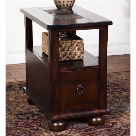 Sunny Designs Santa Fe Dark Chocolate Stone Casual End Table In The End