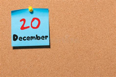 December 20th Day 20 Of Month Calendar On Cork Notice Board Winter
