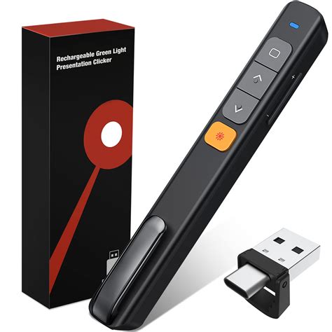 Buy 2 In 1 Type C Usb A Presentation Clicker With Bright Red Laser