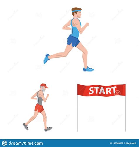 Vector Illustration Of Step And Sprint Symbol Set Of Step And Sprinter