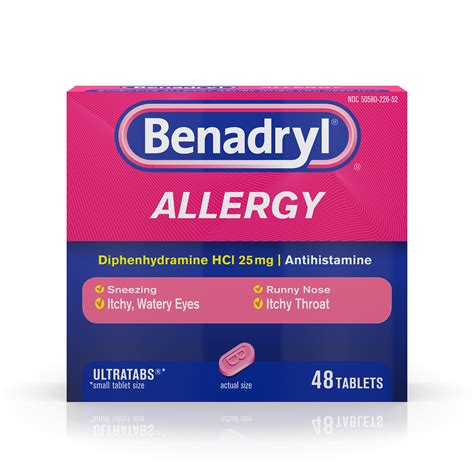 Benadryl Ultratabs Antihistamine Allergy Medicine Tablets 48 Ct