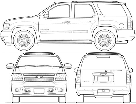 2009 Chevrolet Tahoe Suv Blueprints Free Outlines