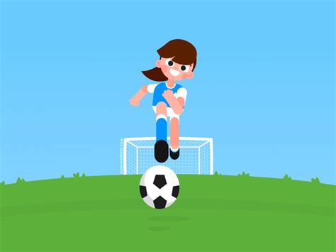 Girl Playing Soccer Cartoon