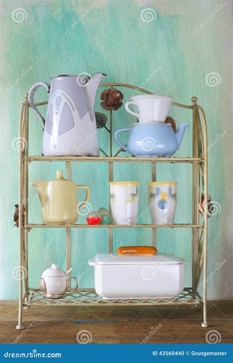 Vintage Dishes Stock Photo Image Of Kitchen Shelf Dishes 43560440