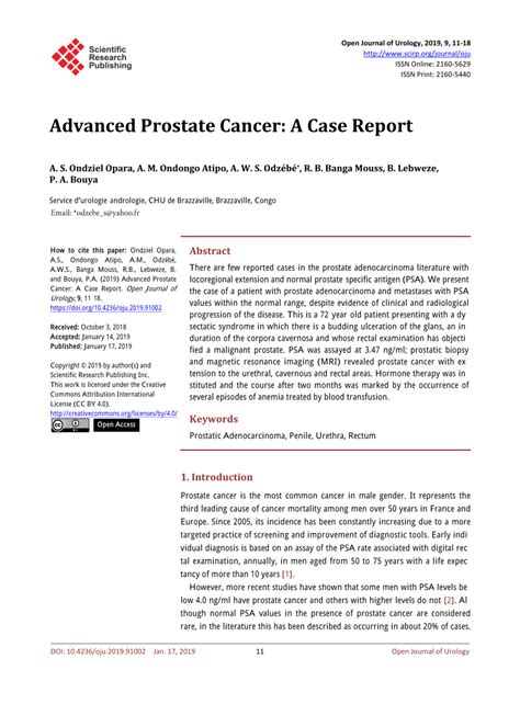 Pdf Advanced Prostate Cancer A Case Report