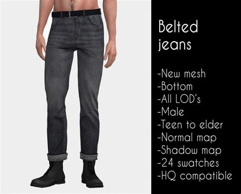 Belted Jeans At Lazyeyelids Sims 4 Updates