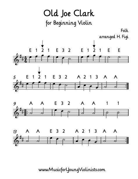 Soundtracks and film music for violin. FIDDLE MUSIC: Old Joe Clark for beginning violin (sheet music PDF download). Happy music making ...