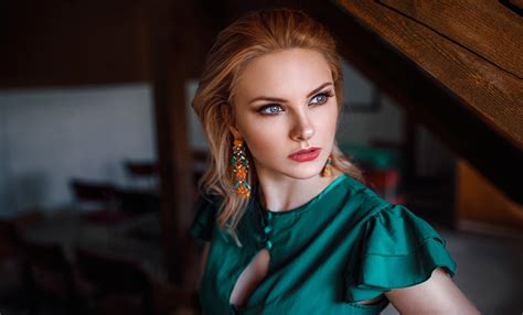 Download Earrings Blue Eyes Blonde Model Woman Carla Sonre Hd Wallpaper By Damian Piórko