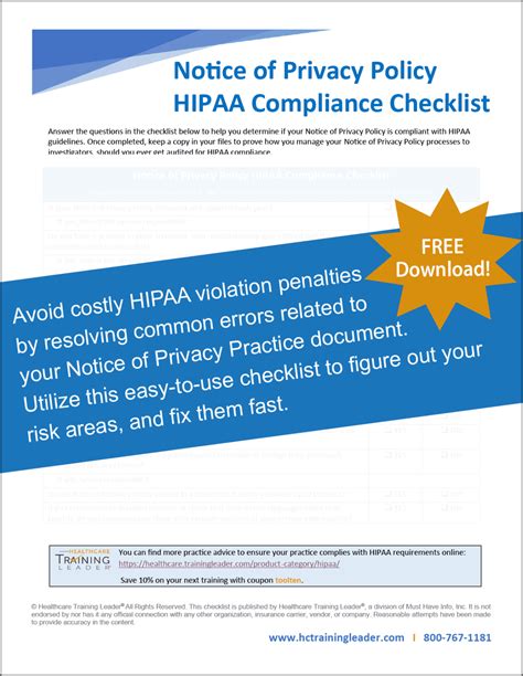 Comply With Hipaa Notice Of Privacy Practices Rules