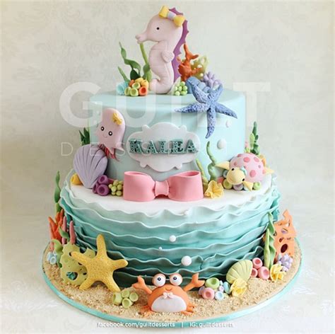 Under The Sea Cake Ocean Birthday Cakes Ocean Cakes Beach Cakes Sea Birthday Party First