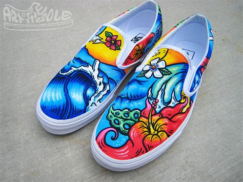 Paradise Custom Hand Painted Vans Slip On Shoes Chadcantcolor