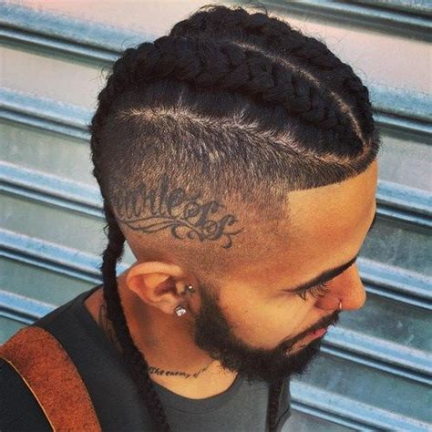 Two Braids And Fade For Men Braid Styles For Men Long Hair Styles Men
