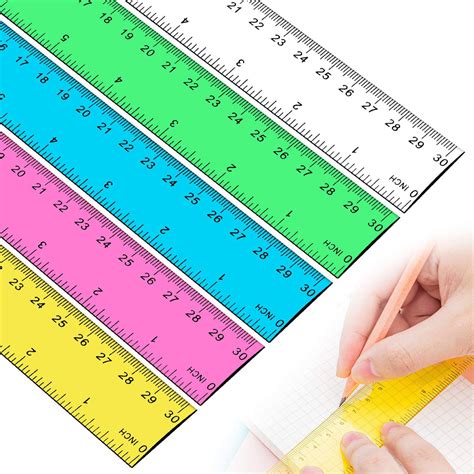 Plastic Straight Rulers Ruler 12 Inch Rulers For Kids Office Suppli