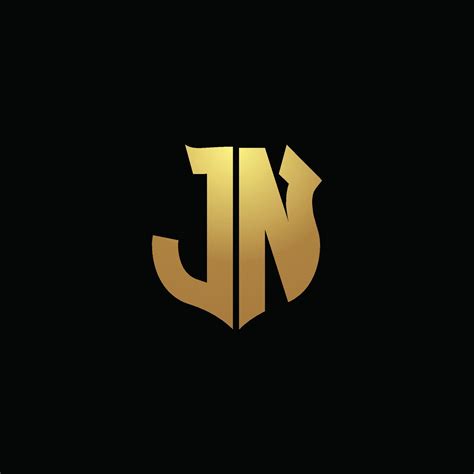 Jn Logo Monogram With Gold Colors And Shield Shape Design Template