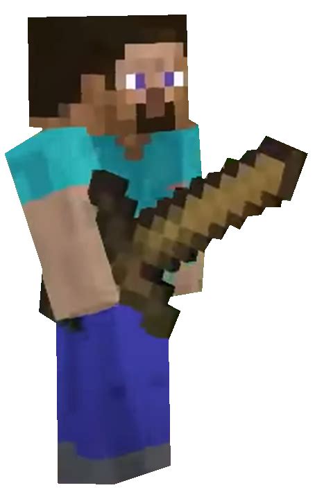 Minecraft Steve With A Wooden Sword By Transparentjiggly64 On Deviantart