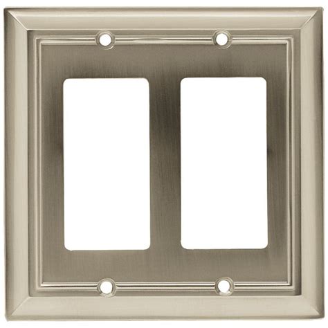 For rooms with a silver and black motif, you can't go wrong with black plates and nickel switches. Hampton Bay Architectural Decorative Double Rocker Switch Plate, Satin Nickel-W10536-SN-CH - The ...