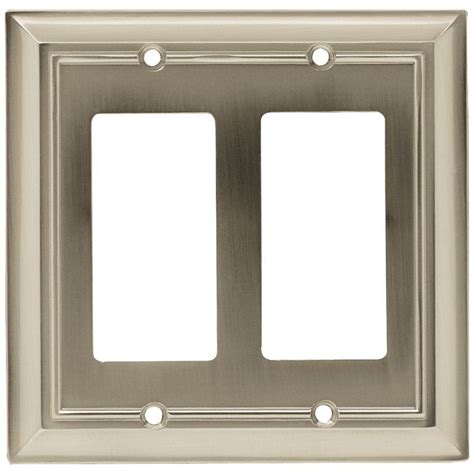 For rooms with a silver and black motif, you can't go wrong with black plates and nickel switches. Hampton Bay Architectural Decorative Double Rocker Switch Plate, Satin Nickel-W10536-SN-CH - The ...