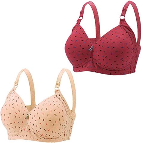 Velwings Seamless Daily Bras For Middle Aged Women Cotton Floral Print