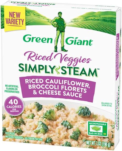 Including 727 recipes with broccoli florets, nutrition data, photos, and where to find it. Green Giant Simply Steam Riced Cauliflower, Broccoli ...