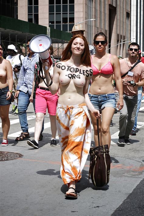 Topless Redhead Protester With Perfect Pink Nipples Photo