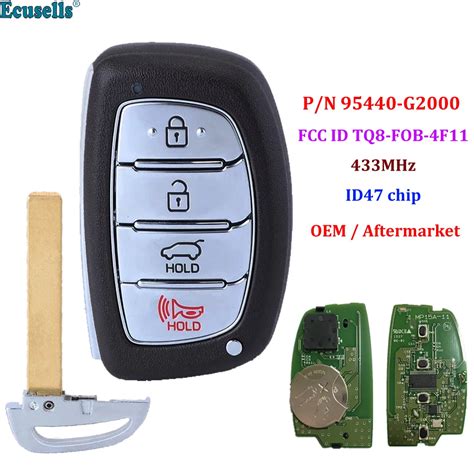 Oem Smart Prox Remote Car Key 4 Buttons 433mhz Id47 Chip For Hyundai