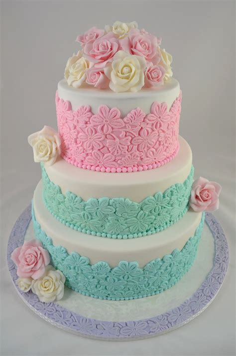 Rose gold x pink watercolour floral cake. Pastel Floral Wedding Cake - CakeCentral.com