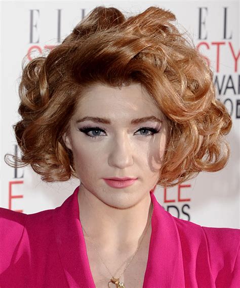 Nicola Roberts Short Curly Formal Layered Bob Hairstyle Light Copper