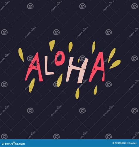 Hand Drawn Cute Aloha Lettering Text Card Vector Stock Illustration Illustration Of
