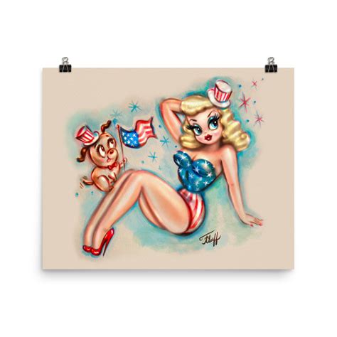 Patriotic Pinup Girl • Art Print Miss Fluffs Boutique