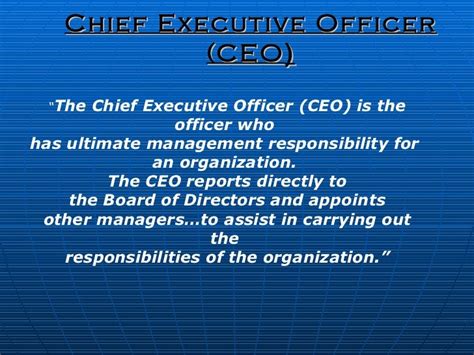 Roles And Responsibilities Of Ceo