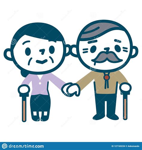 Illustration Of Elderly Couple Holding Hands Stock Vector